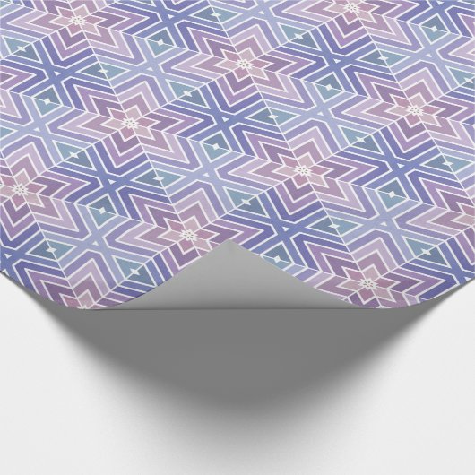 Lavender & Blue Geometric Star Maze Pattern Cadeaupapier (Hoek)