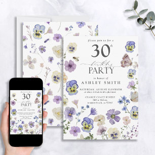 Lavender Blue geperste Floral 30th Birthday Kaart
