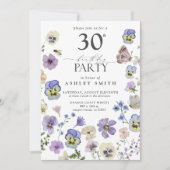 Lavender Blue geperste Floral 30th Birthday Kaart (Voorkant)