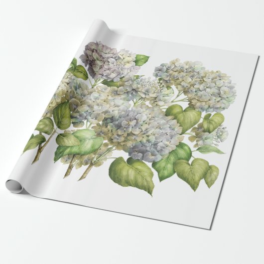 Lavender Blue Hydrangea Botanical Floral Bouquet Cadeaupapier (Uitgerold)