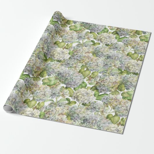 Lavender Blue Hydrangea Botanical Floral Cadeaupapier (Uitgerold)
