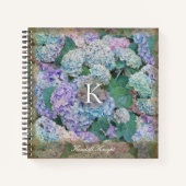  lavender Blue Hydrangea Floral Monogram Notitieboek (Voorkant)