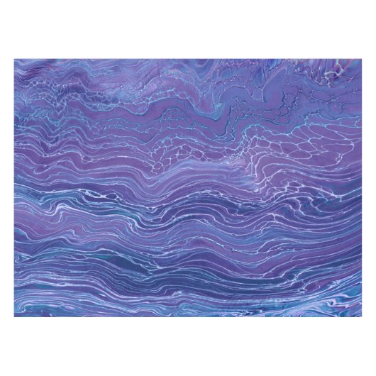 Lavender Blue Lace Marble Acrylic Abstraction Tafelkleed (Voorkant (Horizontaal))