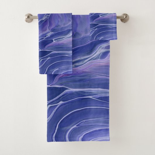 Lavender Blue Marble Acrylic Abstract Bad Handdoek (Insitu)