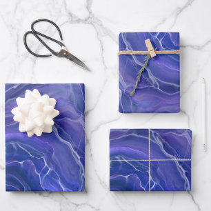 Lavender Blue Marble Acrylic Abstract Inpakpapier Vel