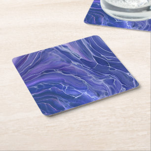 Lavender Blue Marble Acrylic Abstract Kartonnen Onderzetters