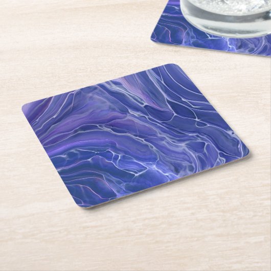 Lavender Blue Marble Acrylic Abstract Kartonnen Onderzetters (Schuin)