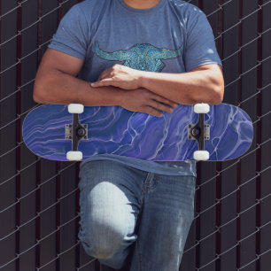 Lavender Blue Marble Acrylic Abstract Persoonlijk Skateboard