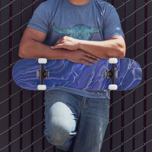 Lavender Blue Marble Acrylic Abstract Persoonlijk Skateboard (Buiten 3)