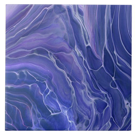 Lavender Blue Marble Acrylic Abstract Tegeltje (Voorkant)