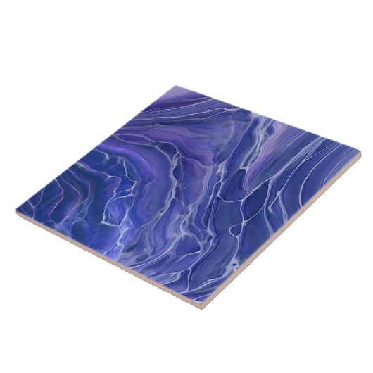 Lavender Blue Marble Acrylic Abstract Tegeltje (Zijkant)