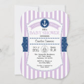 Lavender Blue Nautical Baby shower Invitation Kaart (Voorkant)