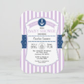 Lavender Blue Nautical Baby shower Invitation Kaart (Staand voorkant)