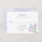 Lavender Blue Pink Waterverf Flowers RSVP (Voorkant / Achterkant)