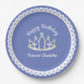 Lavender Blue Princess Tiara Birthday Paper Bord (Voorkant)