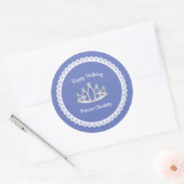 Lavender Blue Princess Tiara Birthday Party Ronde Sticker (Envelop)