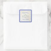 Lavender Blue Princess Tiara Birthday Party Vierkante Sticker (Tas)