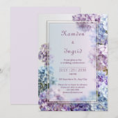 Lavender Blue Soft Focus Hydrangea Frame Wedding Kaart (Voorkant / Achterkant)