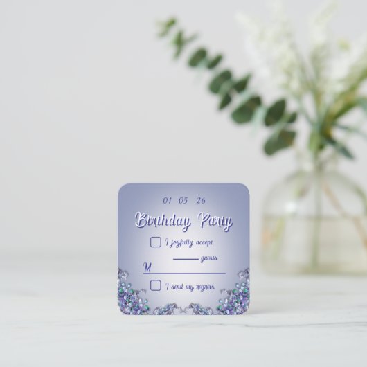 Lavender Blue Spring Florals Enclosure Card Informatiekaartje (Staand voorkant)
