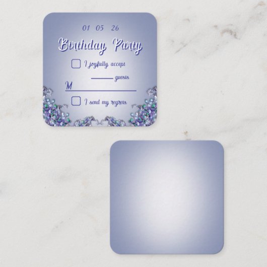 Lavender Blue Spring Florals Enclosure Card Informatiekaartje (Voorkant / Achterkant)