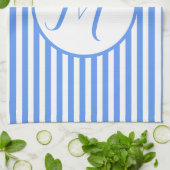 Lavender Blue Stripes Monogram Voeg je letter M to Theedoek (Gevouwen)
