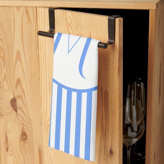 Lavender Blue Stripes Monogram Voeg je letter M to Theedoek (Derde Gevouwen)