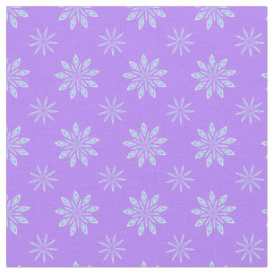 Lavender Blue White Star Snowflake Patroon Stof