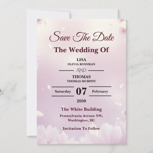 Lavender Blush Dreamy Wedding Save The Date (Voorkant)