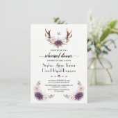 Lavender Blush Floral Antlers Rehearsal Dinner Kaart (Staand voorkant)