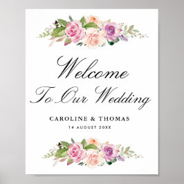 lavender & blush floral bruiloft welkomstbord poster
