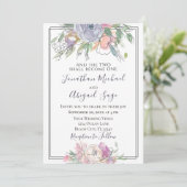 Lavender Blush Floral Grey Lijst Christelijk bruil Kaart (Staand voorkant)