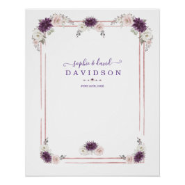 Lavender Blush Floral Weddenschap Gold Foto Booth  Perfect Poster