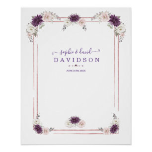 Lavender Blush Floral Weddenschap Gold Foto Booth  Perfect Poster
