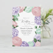 Lavender, Blush & Mint Floral Wedding Kaart (Staand voorkant)