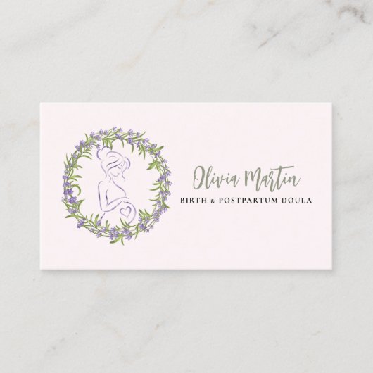 Lavender & Blush Modern Birth & Postpartum Doula Visitekaartje (Voorkant)