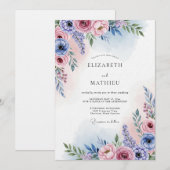Lavender Blush Painterly Bloom Wedding Kaart (Voorkant / Achterkant)
