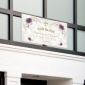 Lavender Blush Pink Flowers Baptisme Welkomstteken Spandoek (Buitenkant Gebouw)