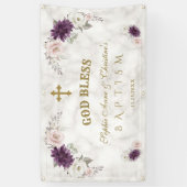 Lavender Blush Pink Flowers Baptisme Welkomstteken Spandoek (Verticaal)