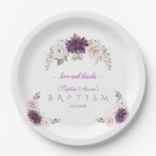 Lavender Blush White Floral Baptisme Papieren Bordje