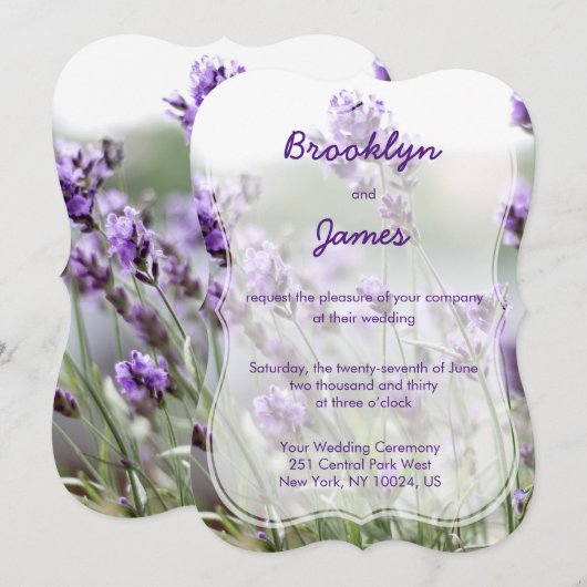 Lavender Bohemian Wedding Invitding Bracket Kaart (Voorkant / Achterkant)