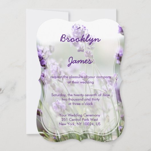 Lavender Bohemian Wedding Invitding Bracket Kaart (Voorkant)