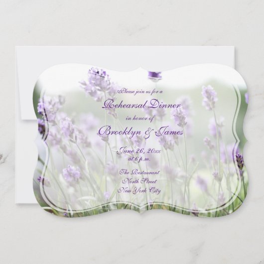 Lavender Bohemian Wedding Rehearsal Invites Kaart (Voorkant)
