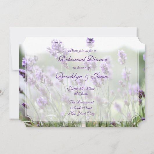 Lavender Bohemian Wedding Rehearsal nodigt Ticket  Kaart (Voorkant)