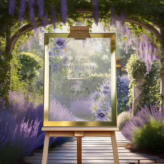 Lavender Boho A Little Wildflower Baby shower Acryl Bord