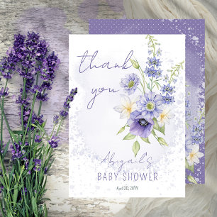 Lavender Boho A Little Wildflower Baby shower Bedankkaart