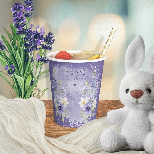 Lavender Boho A Little Wildflower Baby shower Papieren Bekers