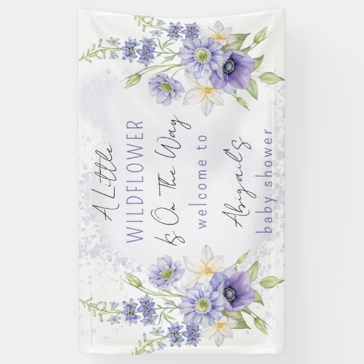 Lavender Boho A Little Wildflower Baby shower Spandoek (Verticaal)