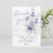 Lavender Boho A Little Wildflower Baby Sprinkle Bedankkaart (Staand voorkant)