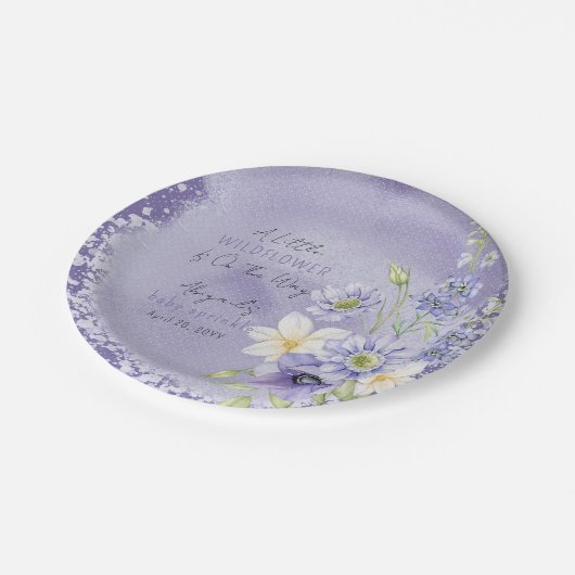 Lavender Boho A Little Wildflower Baby Sprinkle Papieren Bordje (Gekanteld)