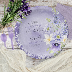 Lavender Boho A Little Wildflower Baby Sprinkle Papieren Bordje